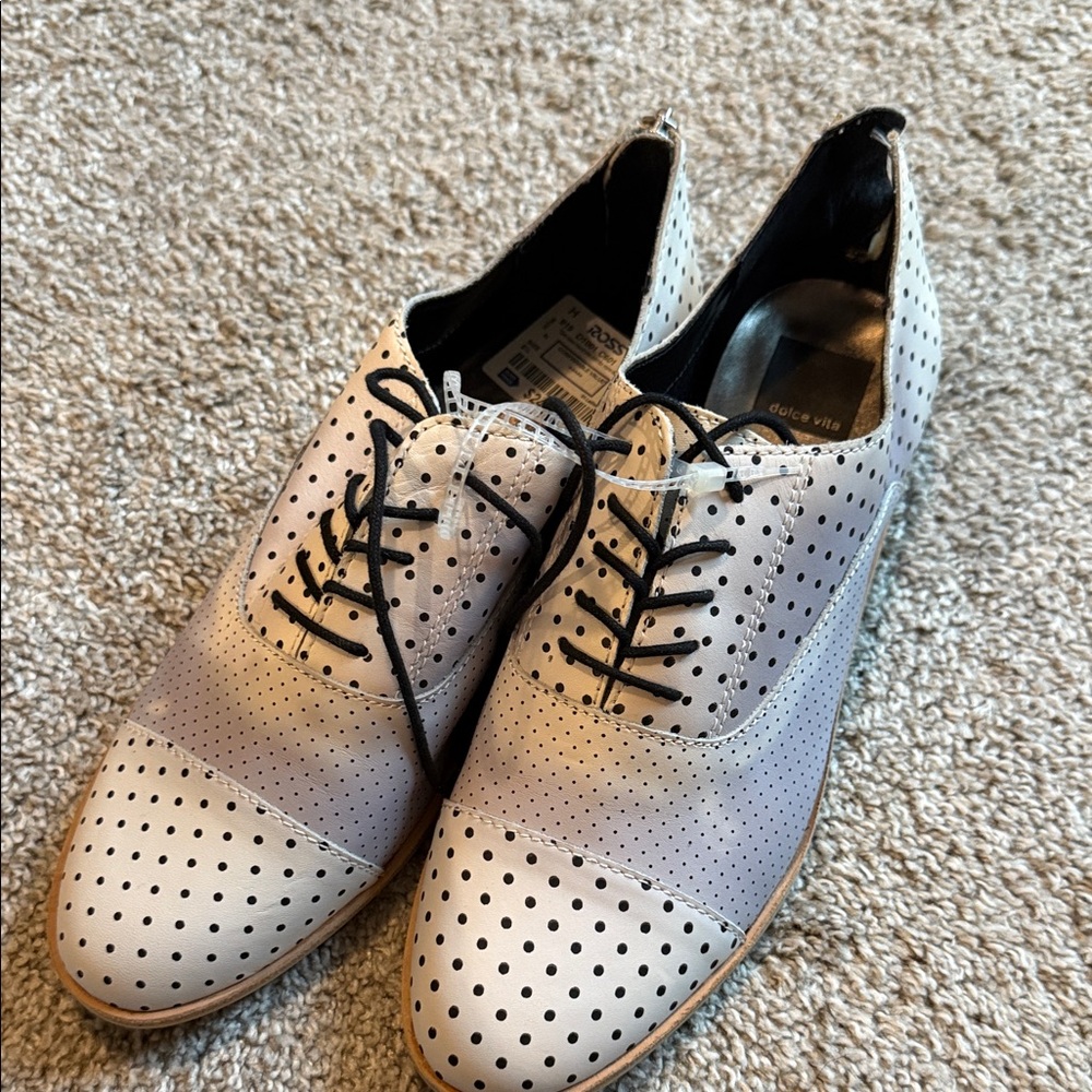 Dolce Vita Women’s Black, White and Blue Polka Dot Shoes